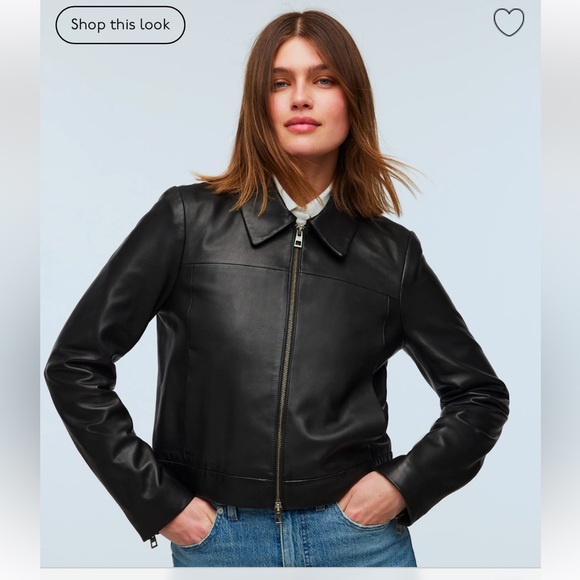 Madewell Jackets & Blazers - Madewell Shrunken Zip-Front Jacket in Leather size 0 NWT